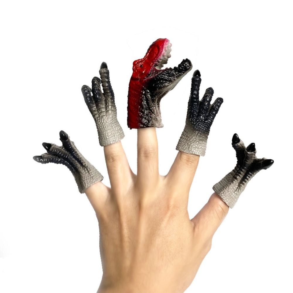 5 Pezzi Giocattoli marionetta da Dito a Forma di Dinosauro Cartone Animato, marionetta da Mano con Testa di Dinosauro in Gomma, mini marionetta Divertenti