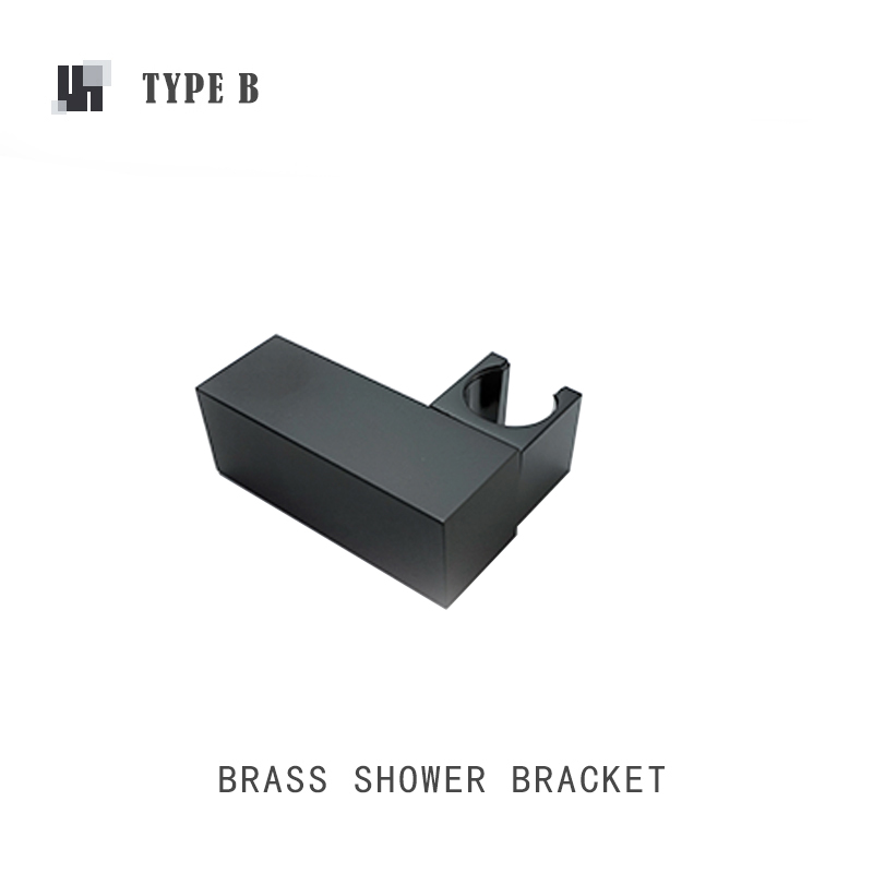 High Pressure Hand Held Shower Head Black Bathroom Adjustable Shower Holder 1.5M Stainless Steel Hose Brass Shower Sprayer Set: Type B Bracket Only