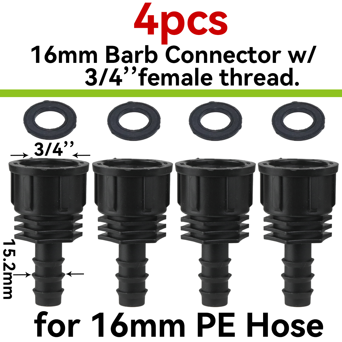 Barb Adapter Tee Elbow 16mm 20mm 25mm PE Hose To 1/2" 3/4" Male Female Thread Connector Garden Drip Irrigation Watering System: Yellow