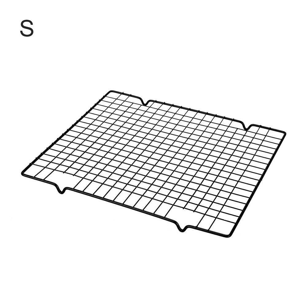 2 Sizes Thicking Narrow Grid Cooling Shelf Multipurpose NonStick Cake Rack Carbon Steel Net Tray Black Cookie Biscuit Pie Holder: S