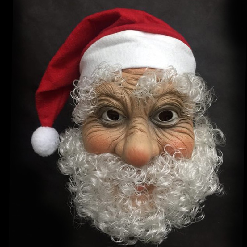 Kerst Accessoires Kerstman Latex Masker Met Hoed Grappige Kerst Cadeau Cosplay Props Make-Up Carnaval Party Unisex
