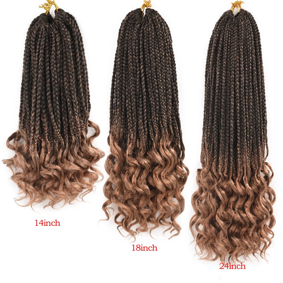 22 Strands Braiding Hair Crochet Hair Box Braids Ombre Synthetic Hair for Braid Hair Extensions Curly Ends