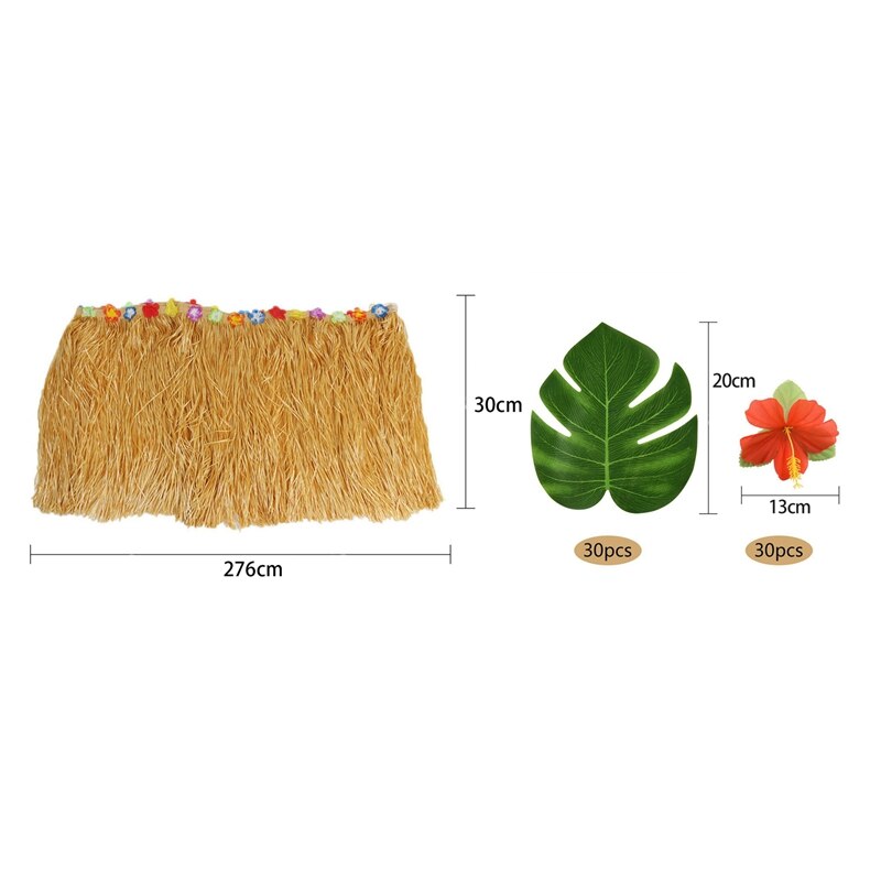 -Tafel Rok Hawaiiaanse Luau Bloem Gras Tuin Wedding Party Beach Decor Kaki Met 60 Pcs Tropical Party Decoratie tropische