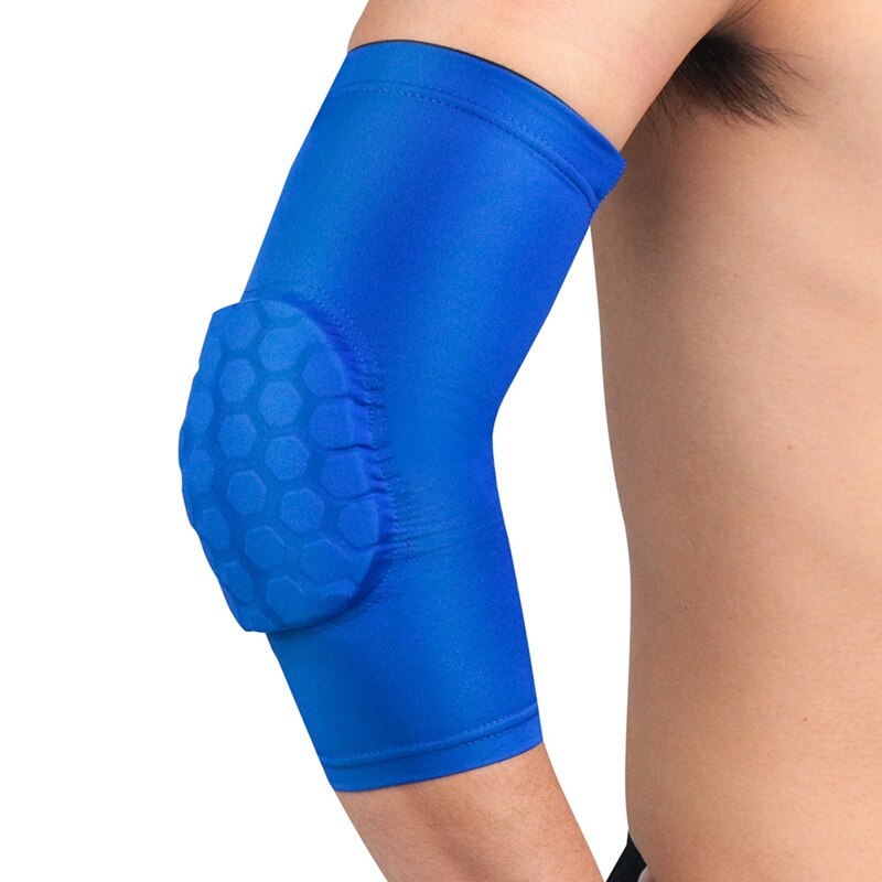 1pc Sport Elbow Pad arm sleeve armband elbow support Breathable Football Fitness Safety brace protector Basketball Arm Sleeve M: Blue / L