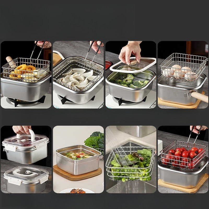 Keittiön ruostumattomasta teräksestä valmistettu öljykeitin pieni kotitalouksien syväkeitin ulkona käytettävä monitoiminen kannettava syväkeitin kaasukäyttöinen syväkeitin