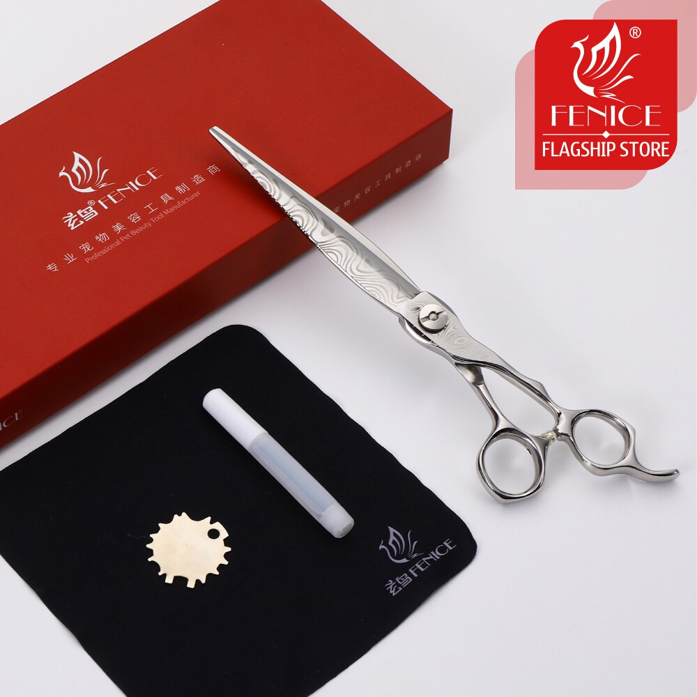 Fenice Professionele 7.5 Inch Damascus Pet Hond Kat Grooming Snijden Schaar Rechte Scharen Tesoura Tijeras