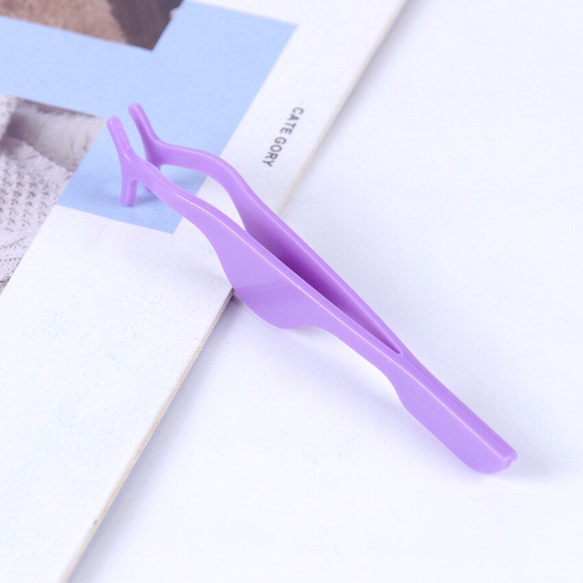 1PC Falsche Wimpern Pinzette Falsche Wimpern Applikator Wimpern Verlängerung Curler Zange Hilfs Klemme machen-hoch Zange Werkzeuge: LILA