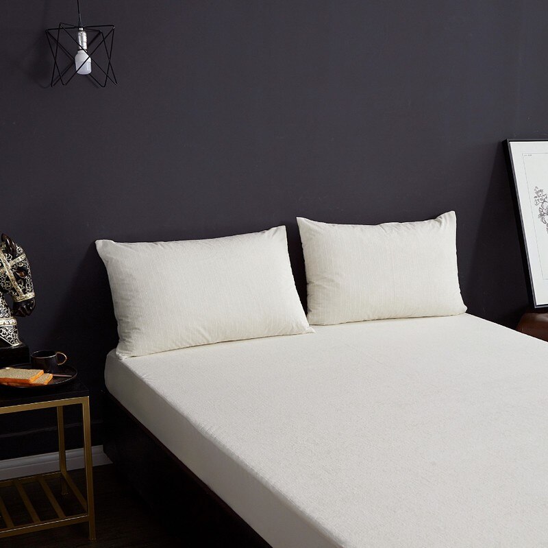 Cotton Striped Terry Cloth Waterproof Bedspread for Urine Isolation Single Piece Simmons Protective Cover Waterproof Bed Sheet: 06 / 150x200x28cm