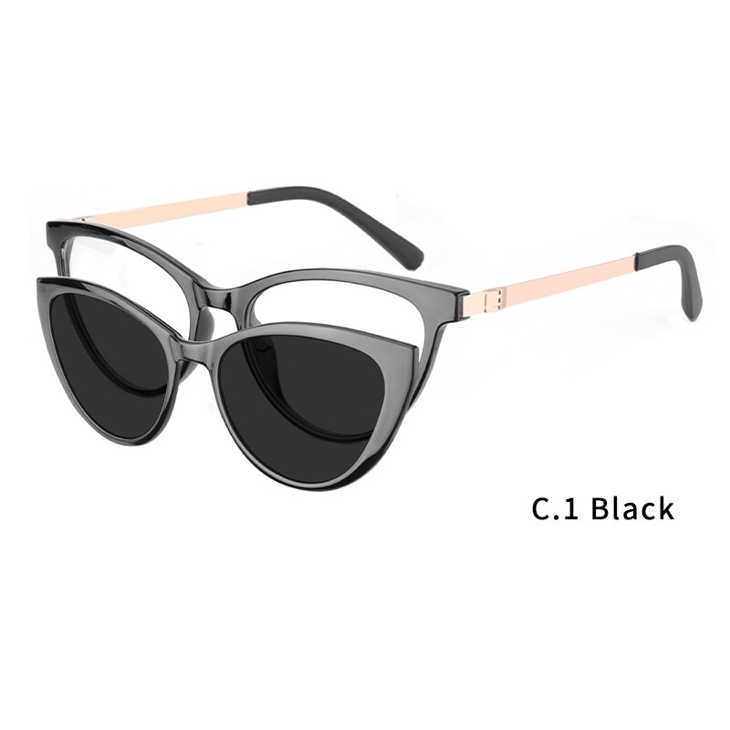 Ceofy – lunettes de soleil yeux de chat pour femmes, monture optique polarisée, magnétisme, de CD6817: CD6817C1