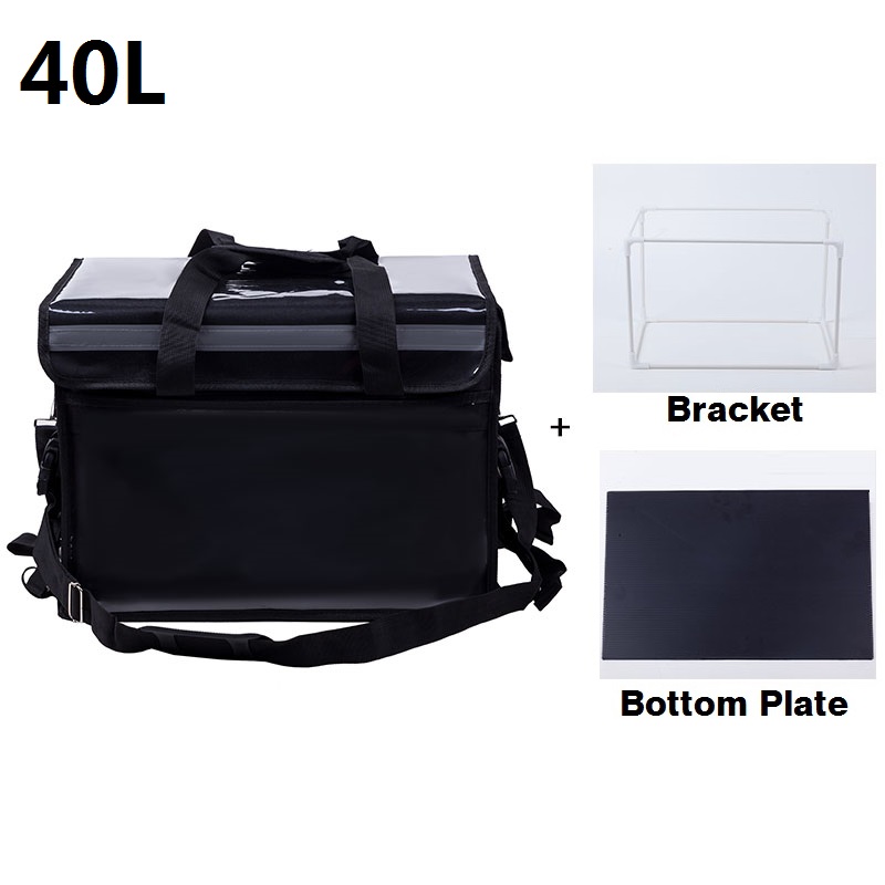 Large Food Thermal Cooler Bag Outdoor Waterproof Ice Thermo Packs Car Travel Picnic Lunch Box Thermos Refrigerator Bag: black with fittings