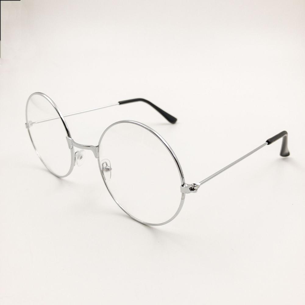 Retro Metal Frame Round Sunglasses Flat Glasses: Silver