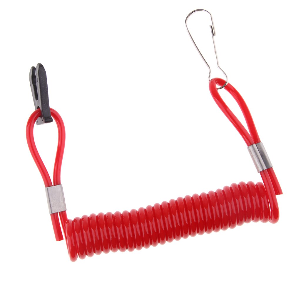 Boat Engine Motor Cut-Off Switch & Safety Tether Lanyard Rope for Suzuki Outboard Motors - Red
