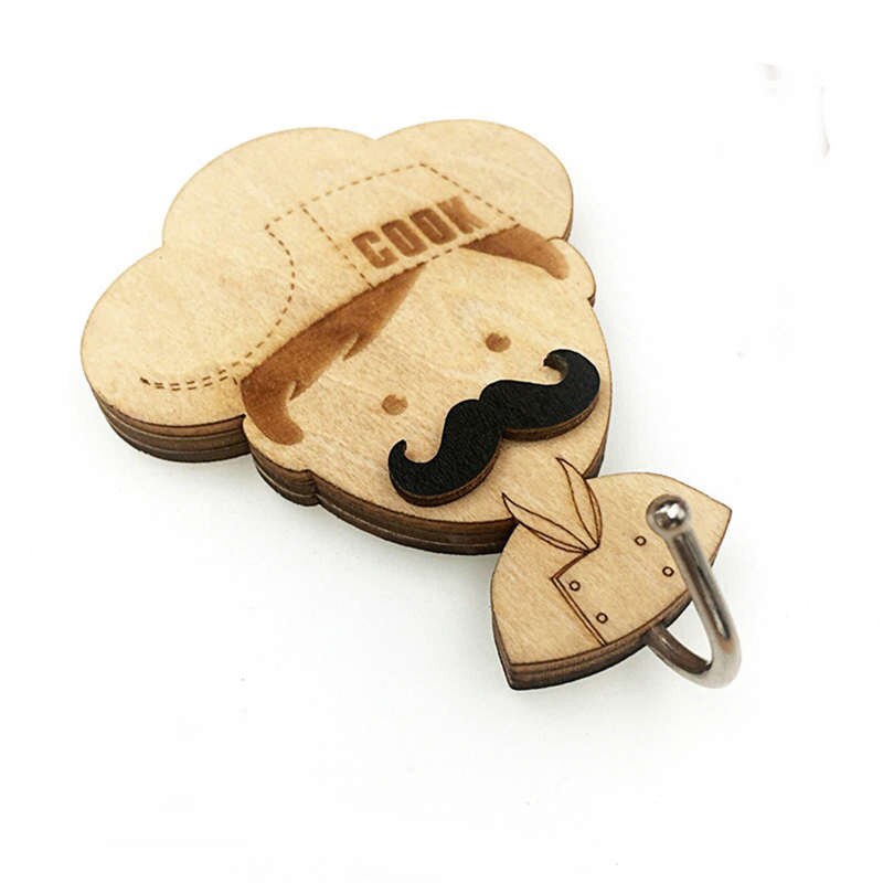 Wooden Cartoon Door Non-Marking Adhesive Hook Strong Load-Bearing Wall Adhesive Three-Dimensional Removable Hook