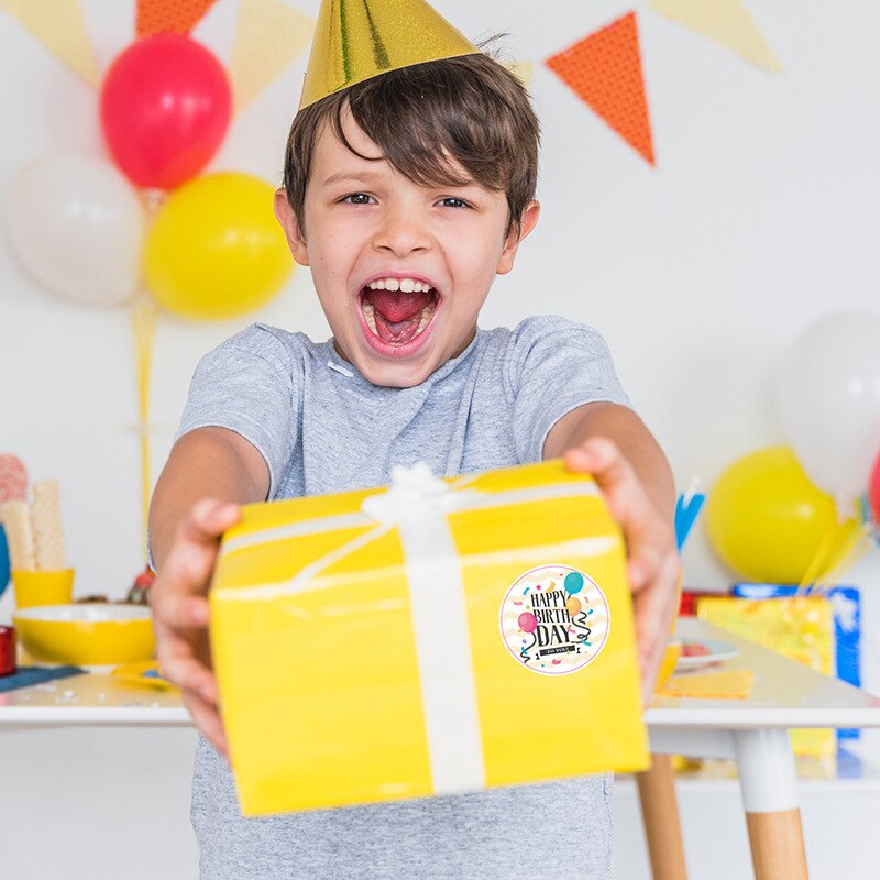 100-500pc 38mm Happy Birthday Cake Party Sticker Cartoon Decor Sticker Envelope Invitation Sealing Sticker