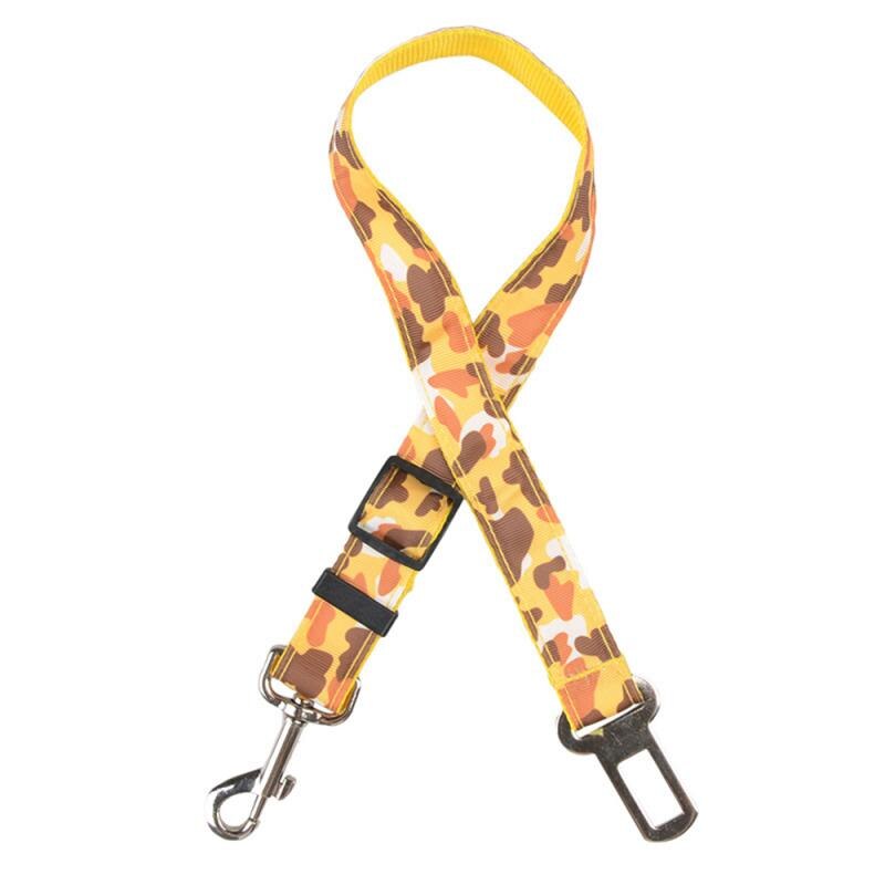 Verstelbare Camo Honden Veiligheid Leiband Autogordel Voor Puppy Pet Taille Riem Teddy Veiligheid Riemen Leash Gebruikt Voor Reizen dierbenodigdheden: yellow