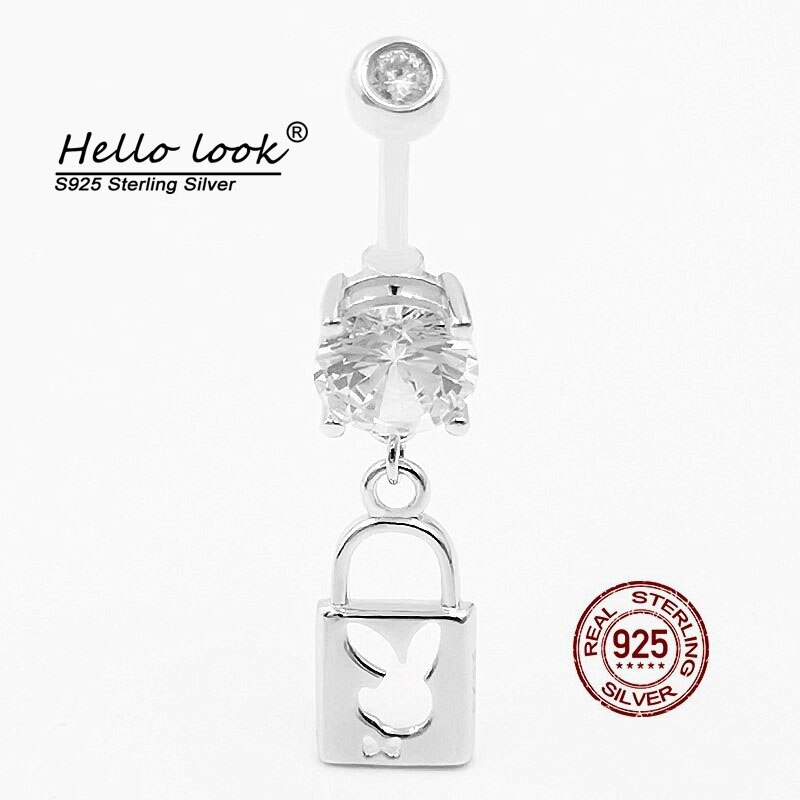 Hallolook – Piercing de nombril en argent Sterling 925, pendentif, anneaux de nombril pour femmes, Sexy, Anti-allergie, bijoux pour le corps: Bar Length 8mm