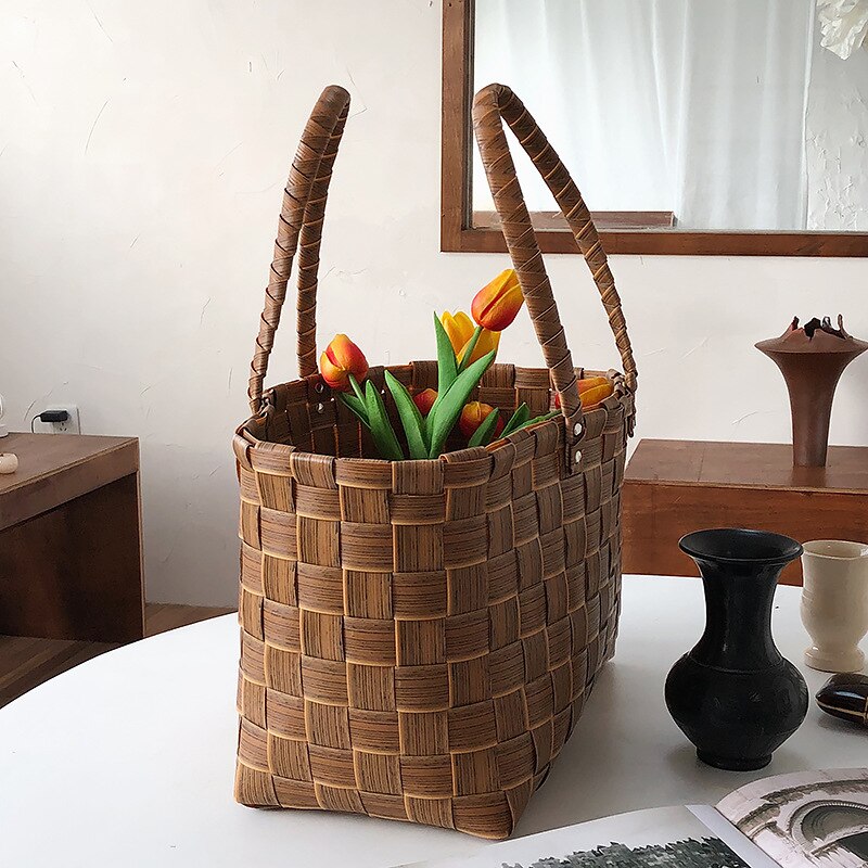 Strand Stroh Taschen Frauen Sommer Handtasche Rattan Platz Schulter Tasche Handgemachte Bali Woven Kreuz Körper Tasche Box Böhmen