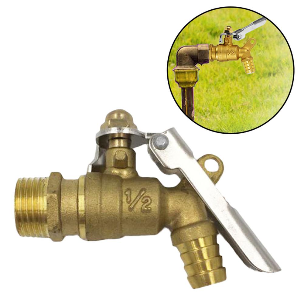 Outdoor Brass Faucet 1/2" Thread Brass Water Tap Lockable Garden Faucet Home Useful Tool