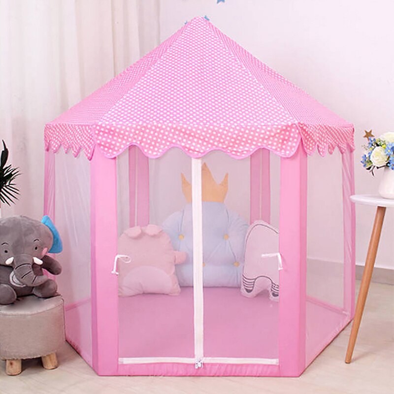 1,3 M Tragbare kinder Zelt Wigwam Klapp Kinder Zelte Tipi Baby Spielen Haus Große Mädchen Rosa Prinzessin Burg Kind room Decor