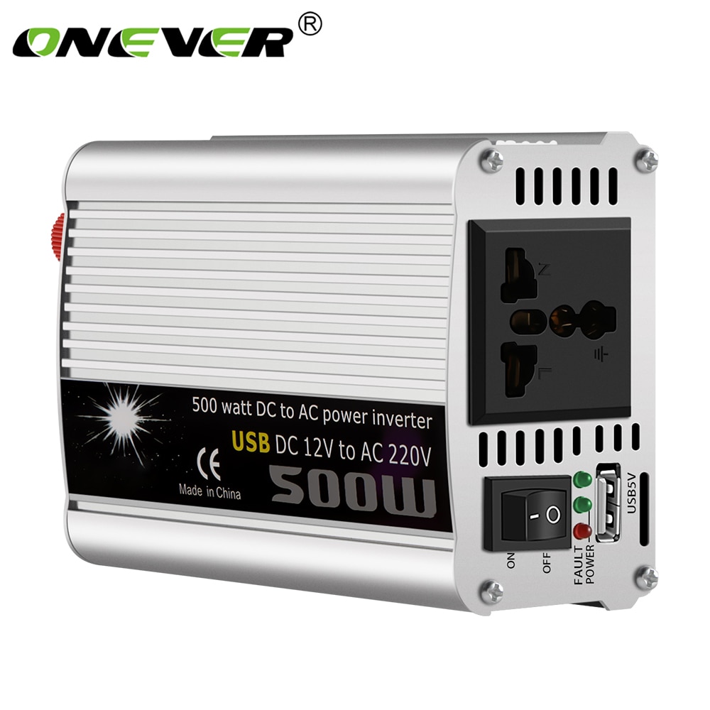 500W Car Power Inverter Convert DC 12V To AC 220V Ac Pure Sine Wave Voltage DC 14.5V-15.5V Power Car Micro Inverter