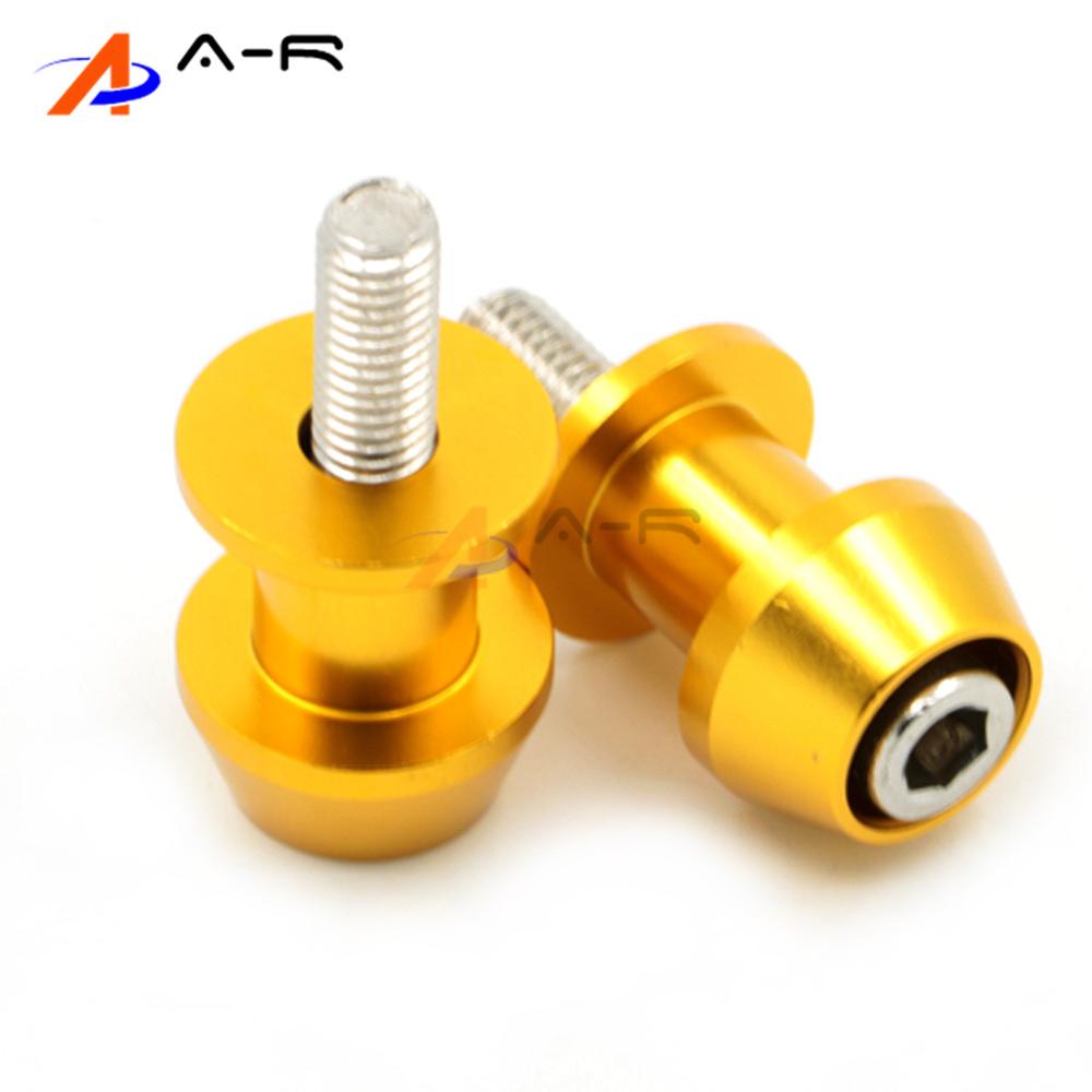 Paar 6mm CNC Achterbrug Spoelen Sliders Stands Spoelen Voor Yamaha YZF-R1 YZF-R6 R1 R6 R6S R15 FZ1 FZ6 FZ8 TMAX Vmax FZ1 MT-01 MT01: Goud