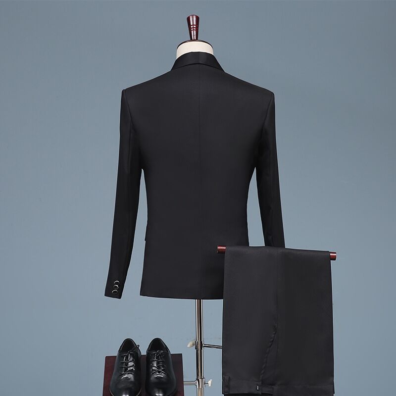Trajes negros elegantes para hombre, ropa de cantante de escenario, novio, chaqueta, pantalones, 2 piezas, novedad