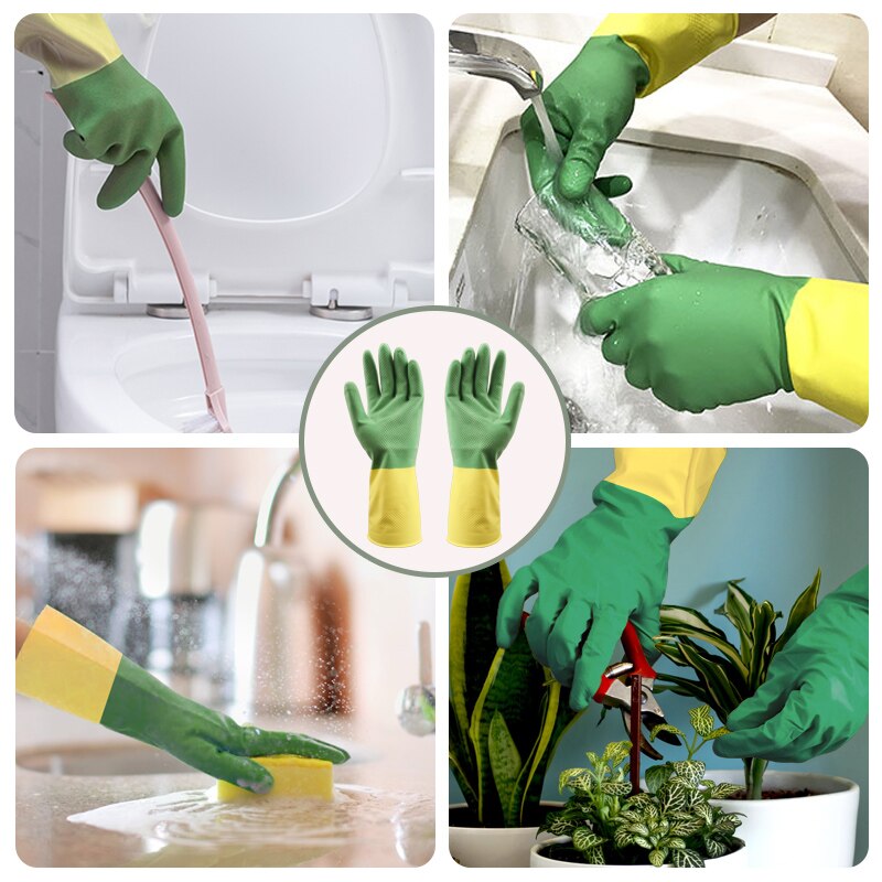 Female Waterproof Rubber Latex Dishwashing Gloves Household Chores Kitchen Durable Cleaning Housework Chores Dishwashing Tools