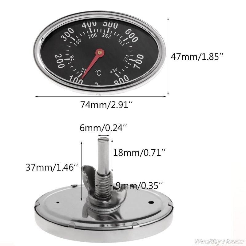 800 ℉ oval bbq pit røyker grill termometer urskive temperaturmåler erstatning  d23 20