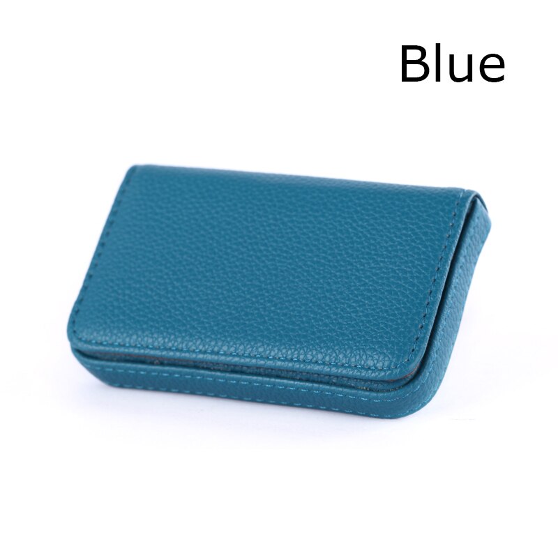 BONAMIE Large Capacity Unisex Business Card Case ID Pouch Women Pu Leather Card Box Man Credit Card Holder Black Brown: Blue