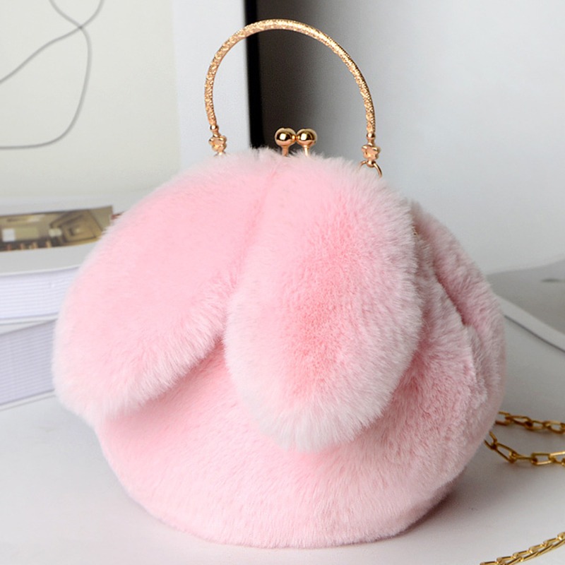 Cute Plush Rabbit Crossbody Bags for Women Korean Version Cute Purses and Handbags Girls Rabbit Ear Shoulder Messenger Bag: Lavender