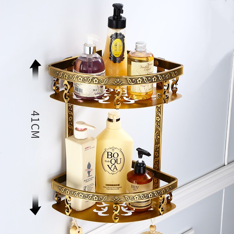 Europese antieke badkamer gesneden serie handdoekenrek badkamer hardware hangende set toiletborstel rechthoekige tissuebox: Driehoekige manden