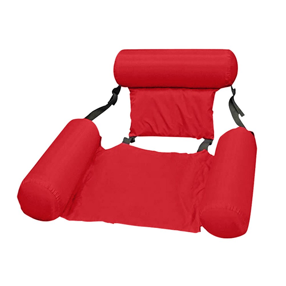 PVC Summer Inflatable Foldable Floating Row Swimming Pool Water Hammock Air Mattresses Bed Beach Water Sports Lounger Chair: A-Red