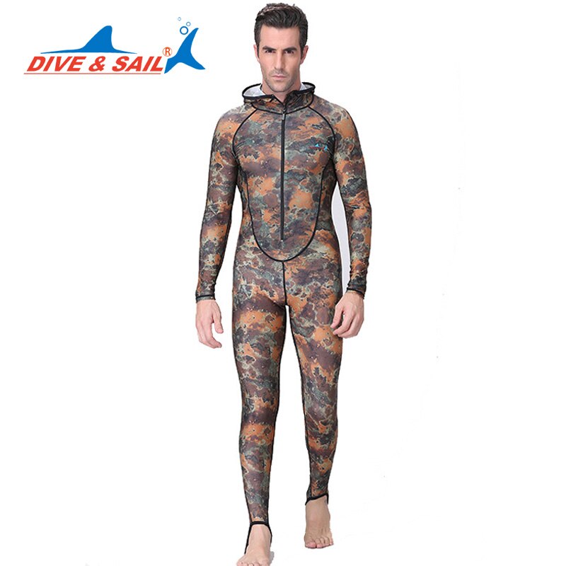 Dive&amp;Sail Rash guard Swimming Suit spearfishing Spandex couple Camo Skin DIVE One piece UV proction Men Women Surfing suit