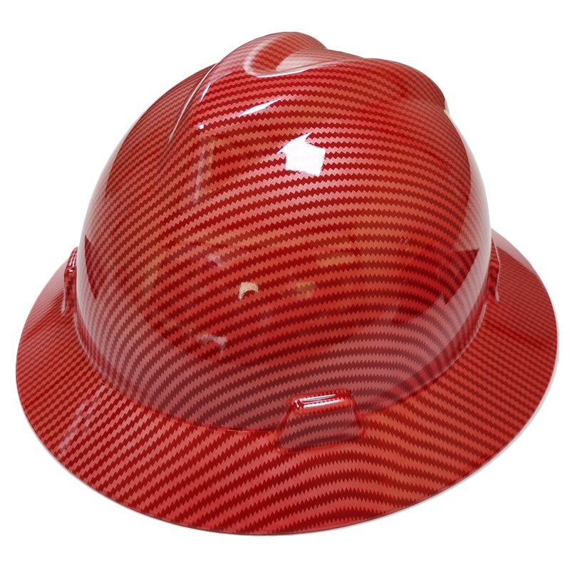 DARLINGWELL Full Brim Hard Hat Construction Safety Helmet Carbon Fiber Pattern Working Railway Metallurgy Mine Cap: Red