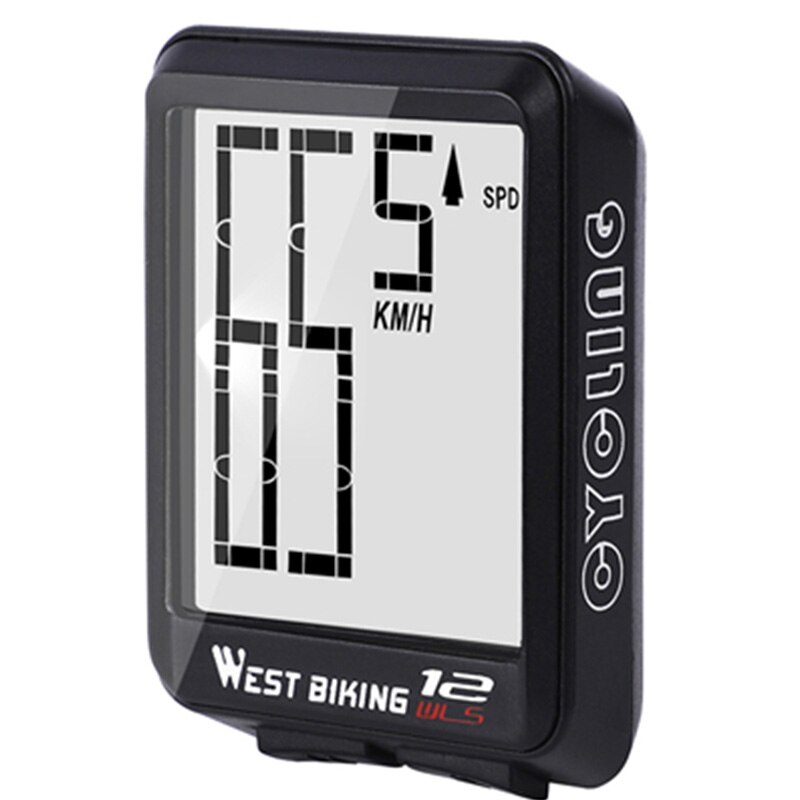 WEST BIKING Wireless Bicycle Computer Large Digital Bike Computer Odometer Speedometer Bike Thermometer Waterproof LCD Backlight: Black