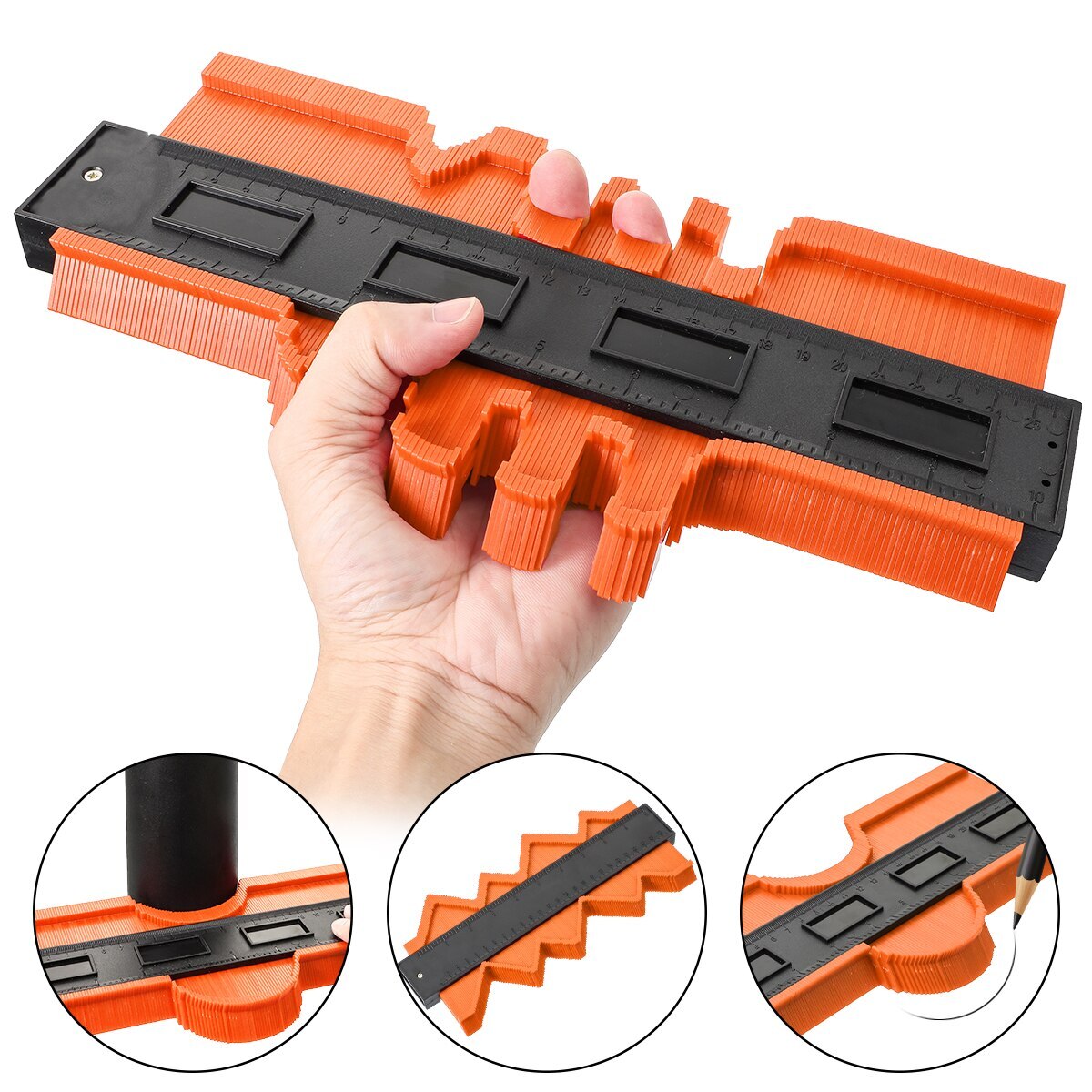12/14/25cm Contour Gauge Plastic Profile Copy Contour Gauges Standard Wood Marking Tool Tiling Laminate Tiles General Tools