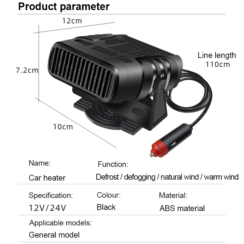 Tragbare 12V / 24V Auto-Heizung (100W/150W) – 2-in-1 Heiz- & Lüftermodus, Für Scheibenentfeuchtung Und Luftzirkulation