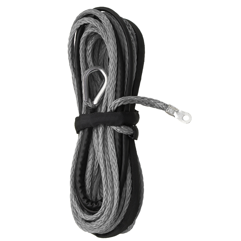 15m 5.5mm Towing Winch Cable Rope String Line Synthetic Fiber 7000lbs For Jeep ATV UTV SUV 4X4 4WD: Gray
