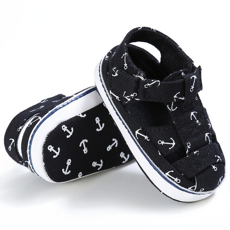 0-18M Baby Boy Meisje Ankers Print Canvas Sandalen Peuter Baby Schoenen Pasgeboren Zachte Zool Toevallige zomer Schoeisel