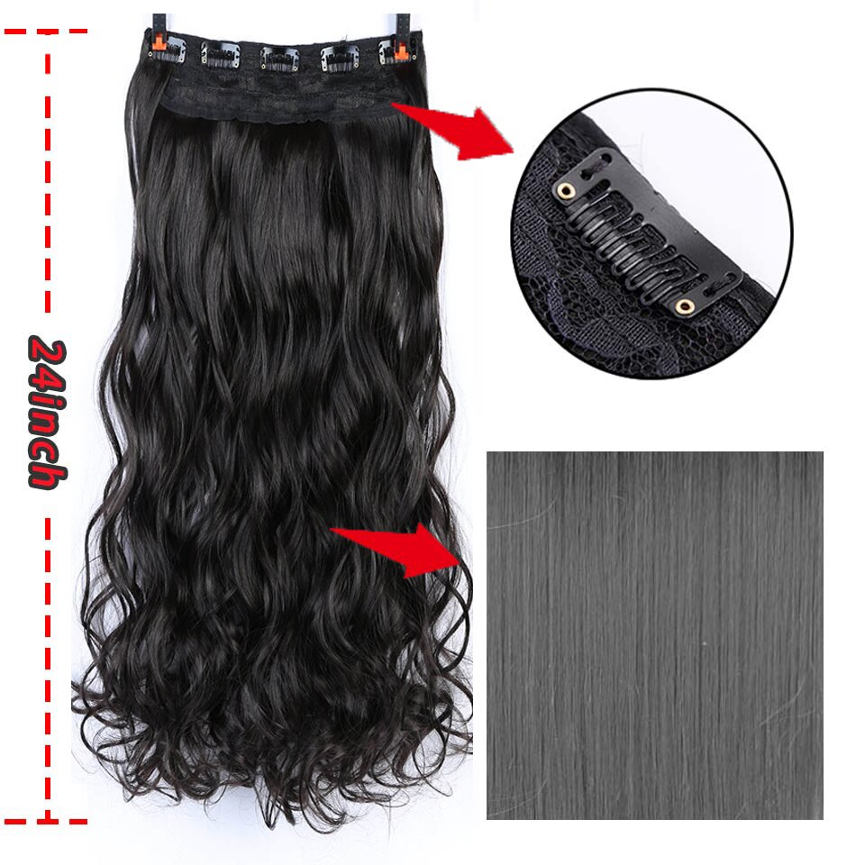 LM Extension capillaire synthétique à Clip | Postiche longue tendance une pièce, couleurs entordées à la , Extension capillaire avec pince