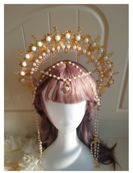 Magnifique perle chaîne fleur mariage déesse prendre des accessoires de Photo Baroque diadème Cosplay reine Notre Dame Halo cheveux couronne bandeau Gor: Default Title