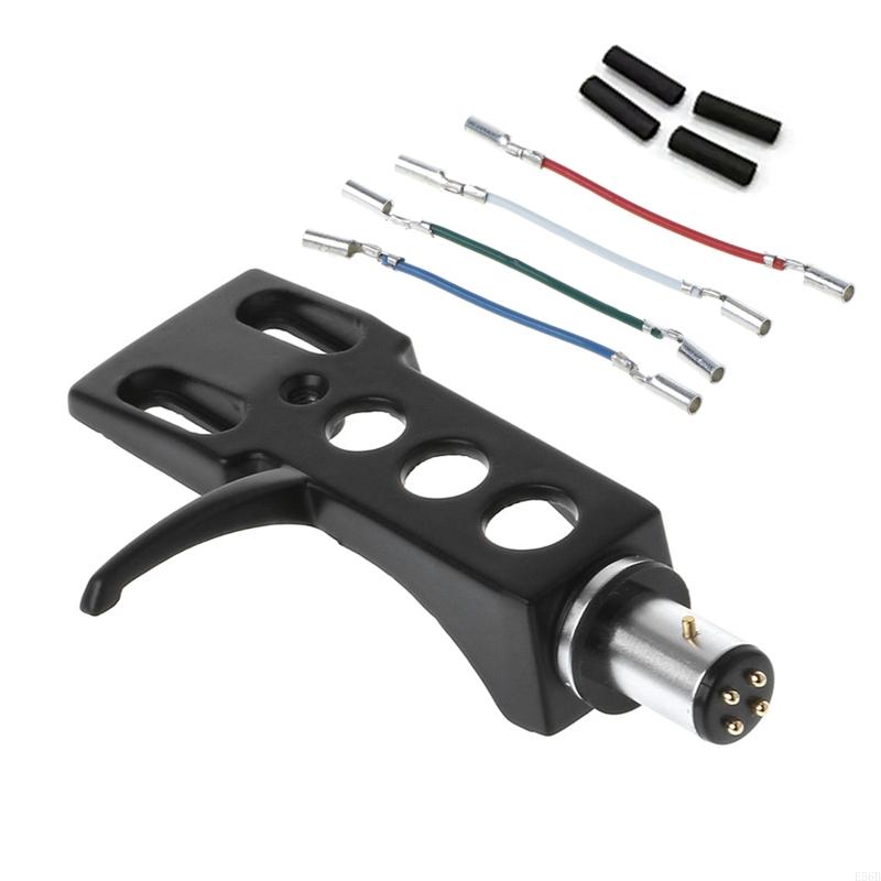 E56B Universal for LP Disc Record Player Phono Turntable Headshell 4-Pin Aluminum Alloy With Leadwires For Direct-Drive Turnt: black