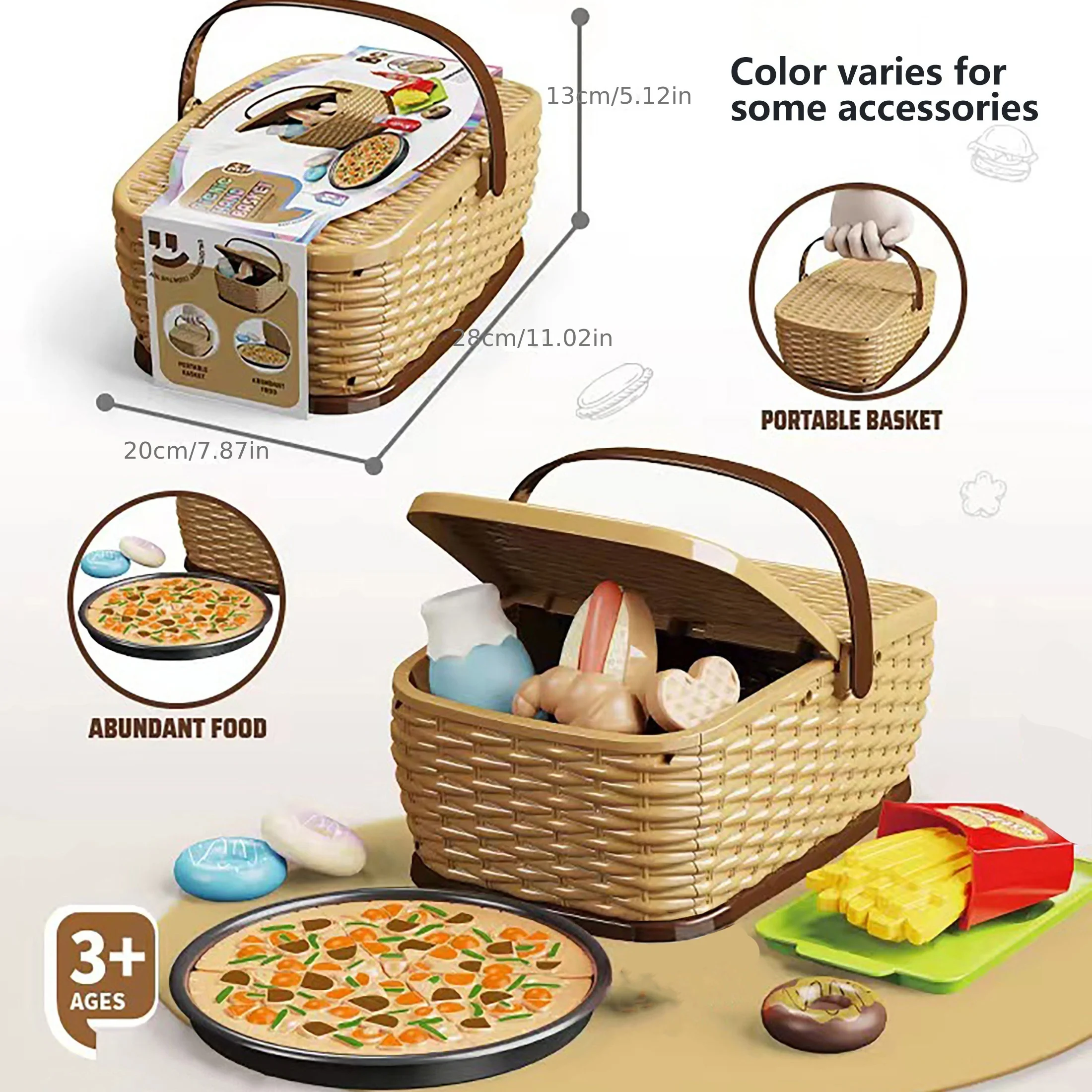 Juguetes de cocina, cesta de Picnic para niños, juego de cuthbert de frutas, casa de juegos, simulación de hamburguesa, pastel, Pizza, juguete, de cumpleaños: Blanco