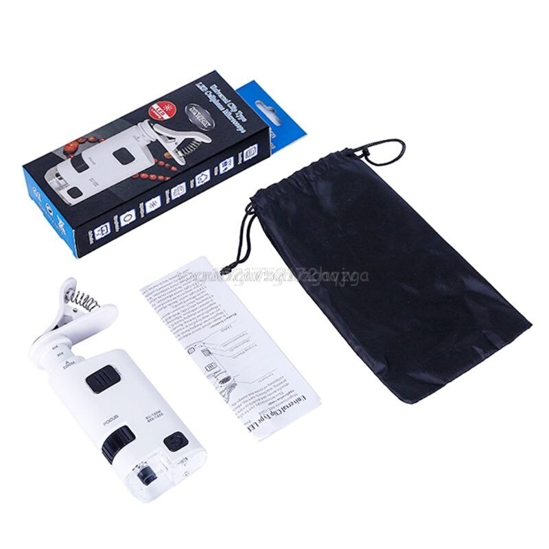 80-120x led mobiltelefon mikroskop universal clip-typ mobiltelefon mikroskop förstorare med led lampa förstorare lupp  d29