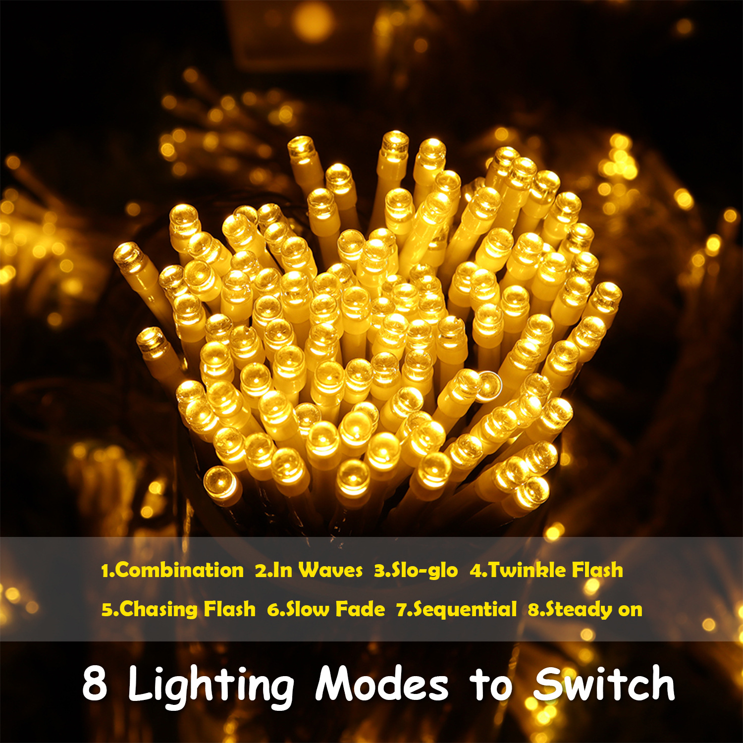 Guirnaldas de luces alimentadas por energía Solar para exteriores, guirnalda de luces LED, luz de hadas alimentada por energía Solar para decoración de jardín, Patio, árbol, boda, de Navidad