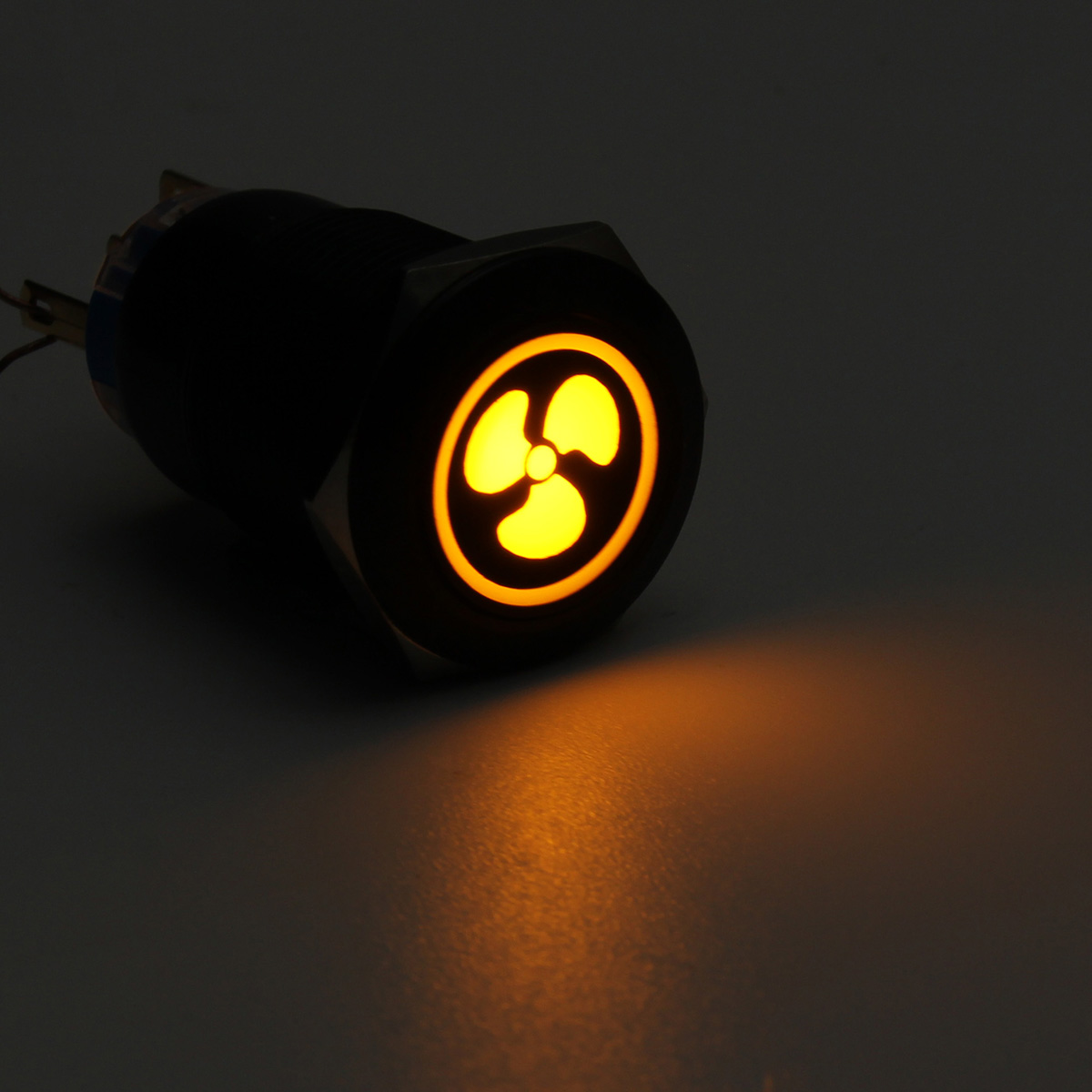 19mm LED drücken Taste Schalter Lüfter momentan Selbst-sperren Schalter Für Auto Stiefel Armaturenbrett Tafel: Gelb