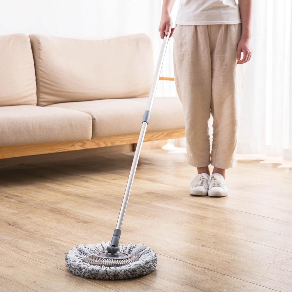 Adjustable Round Mop Long Handle Broom Sweeper Floor Cleaner Dust Brush Bathroom Rotatable Mop with Soft Head Home Cleaning Tool