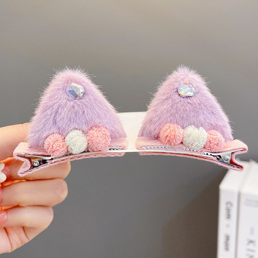 Pinzas para el pelo de felpa con forma de orejas de gato para niños, horquillas con lazo para bebé, accesorios para el cabello, accesorios para fotos, horquillas de bola de felpa: N