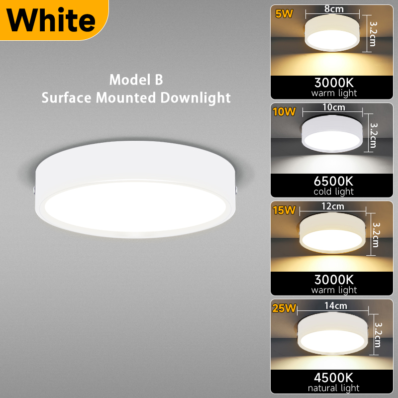 Led-downlight inomhus taklampor 3 färger dekoration nedåtriktad lyster hushållsapparater rumslampor panel gatuarmaturer sovrum led-spotlight: Naturligt ljus / 3w / Svart