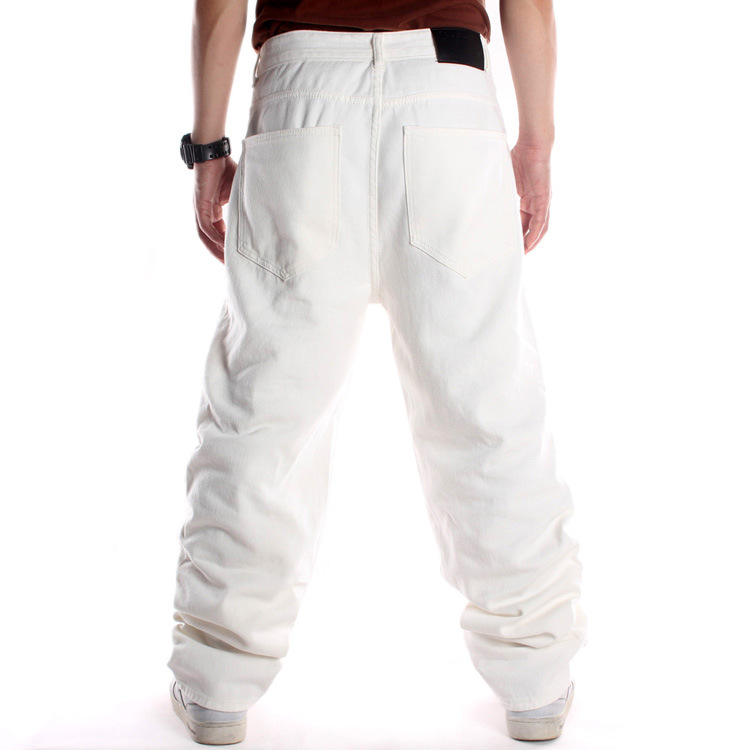 Jean Baggy en Denim pour homme, pantalon surdimensionné, couleur unie, blanc, droit, ample, style Hip hop, Skateboard, grande taille 44 46